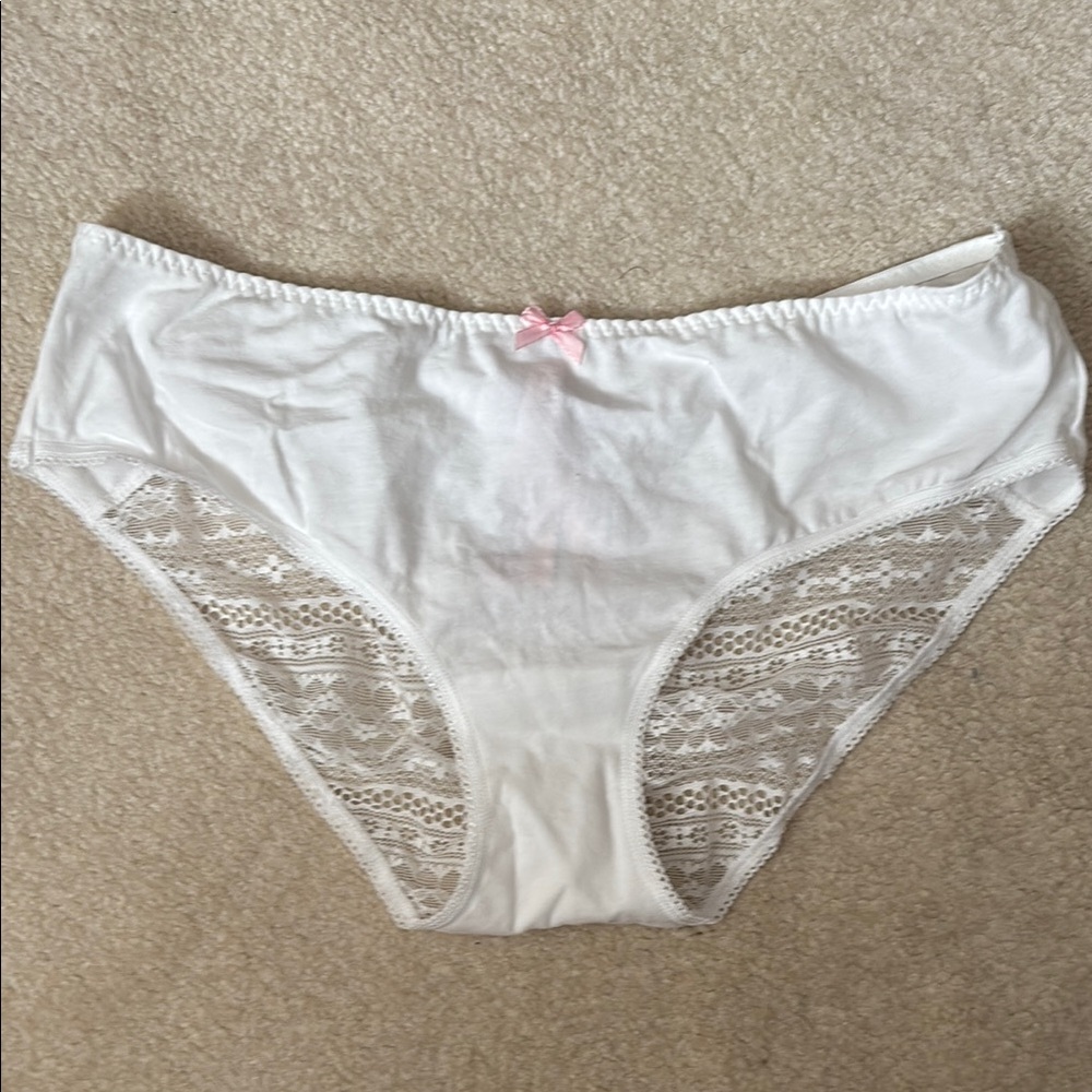 White Lace Detail Bikini Panties